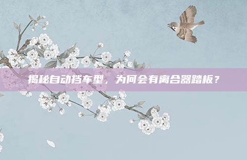 揭秘自动挡车型，为何会有离合器踏板？