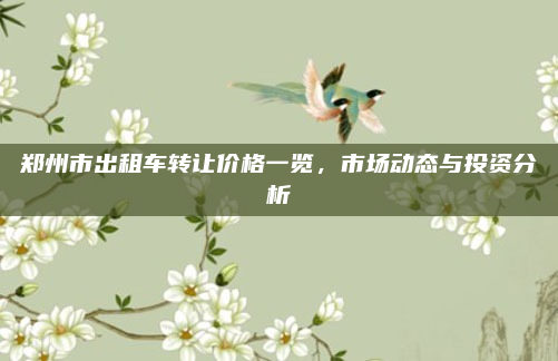 郑州市出租车转让价格一览，市场动态与投资分析