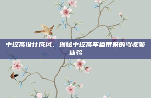 中控高设计成风,揭秘中控高车型带来的驾驶新体验
