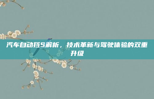 汽车自动挡S解析，技术革新与驾驶体验的双重升级