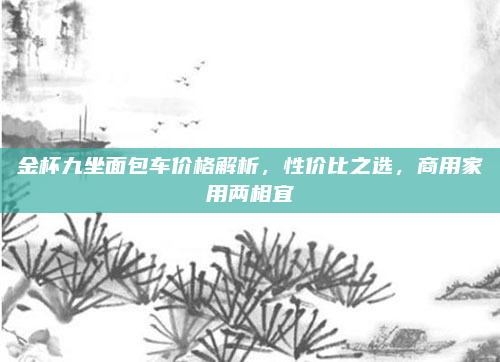 金杯九坐面包车价格解析，性价比之选，商用家用两相宜