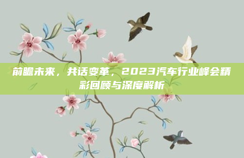 前瞻未来，共话变革，2023汽车行业峰会精彩回顾与深度解析