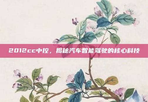 2012cc中控,揭秘汽车智能驾驶的核心科技