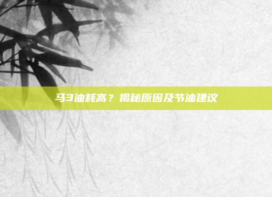 马3油耗高？揭秘原因及节油建议