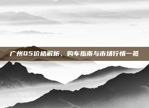 广州Q5价格解析，购车指南与市场行情一览