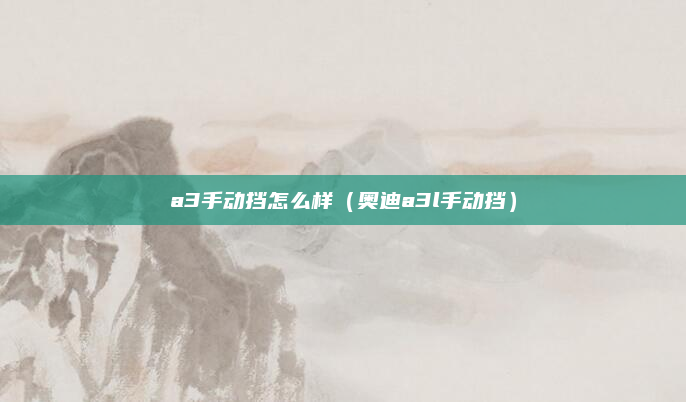 a3手动挡怎么样(奥迪a3l手动挡)