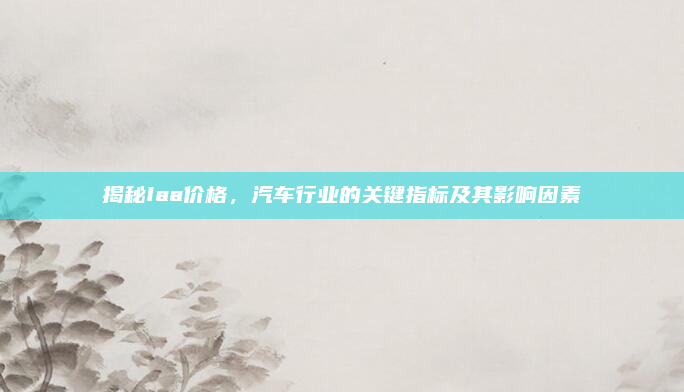 揭秘Iaa价格,汽车行业的关键指标及其影响因素