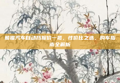 熊猫汽车自动挡报价一览，性价比之选，购车指南全解析