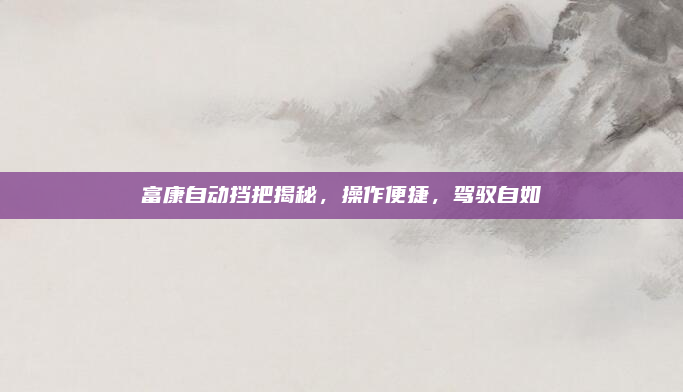 富康自动挡把揭秘，操作便捷，驾驭自如