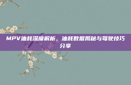 MPV油耗深度解析,油耗数据揭秘与驾驶技巧分享