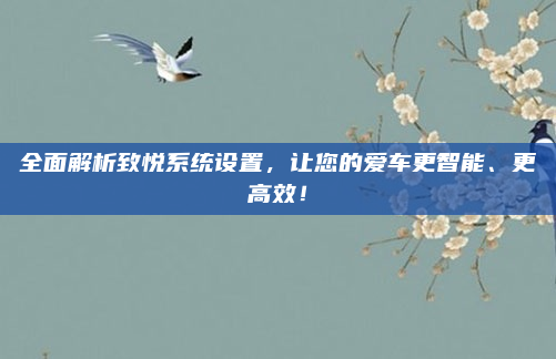 全面解析致悦系统设置，让您的爱车更智能、更高效！