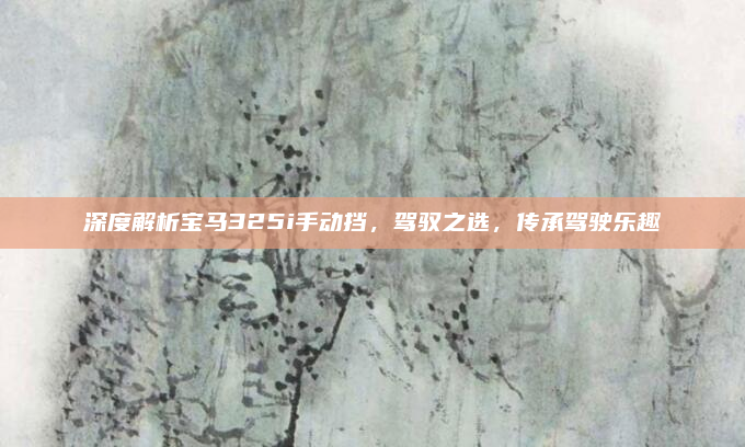 深度解析宝马325i手动挡，驾驭之选，传承驾驶乐趣