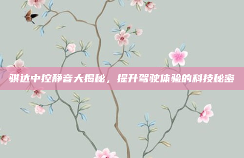 骐达中控静音大揭秘，提升驾驶体验的科技秘密