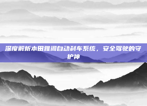 深度解析本田雅阁自动刹车系统，安全驾驶的守护神