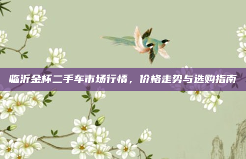 临沂金杯二手车市场行情，价格走势与选购指南