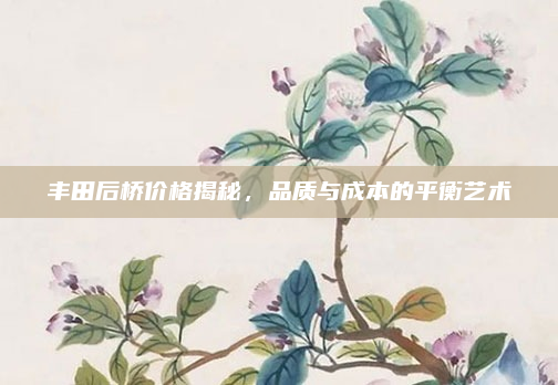 丰田后桥价格揭秘，品质与成本的平衡艺术