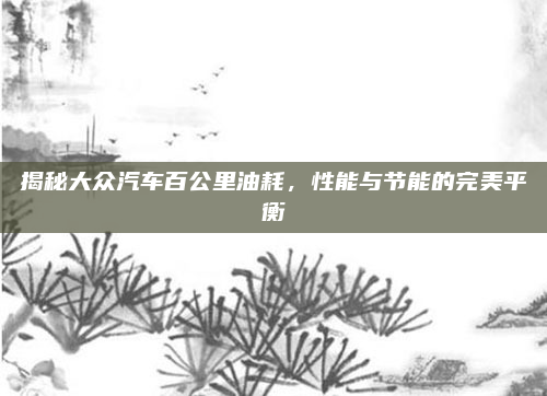揭秘大众汽车百公里油耗,性能与节能的完美平衡