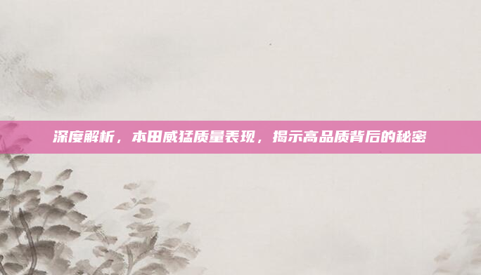 深度解析，本田威猛质量表现，揭示高品质背后的秘密