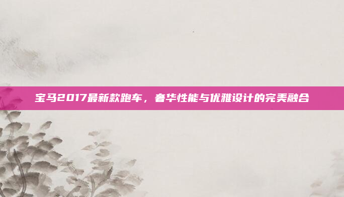 宝马2017最新款跑车，奢华性能与优雅设计的完美融合