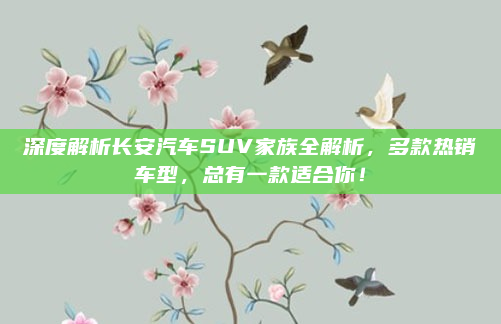 深度解析长安汽车SUV家族全解析,多款热销车型,总有一款适合你!