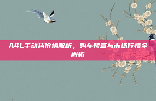 A4L手动挡价格解析，购车预算与市场行情全解析