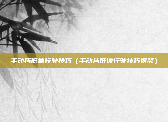 手动挡低速行驶技巧（手动挡低速行驶技巧视频）