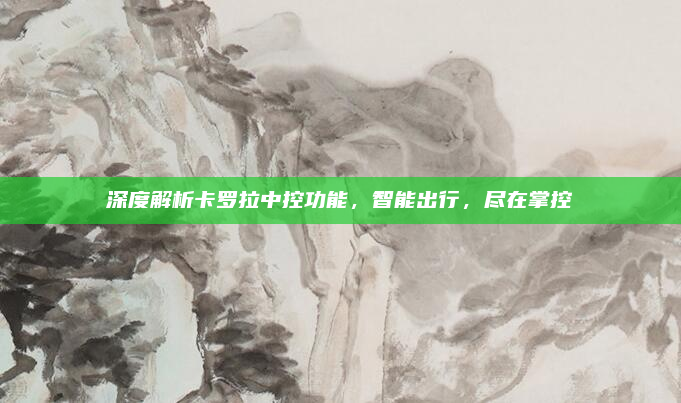 深度解析卡罗拉中控功能，智能出行，尽在掌控