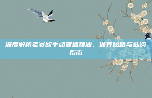 深度解析老赛欧手动变速箱油，保养秘籍与选购指南