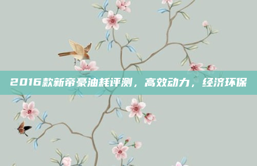 2016款新帝豪油耗评测，高效动力，经济环保
