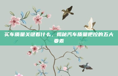 买车质量关键看什么，揭秘汽车质量把控的五大要素