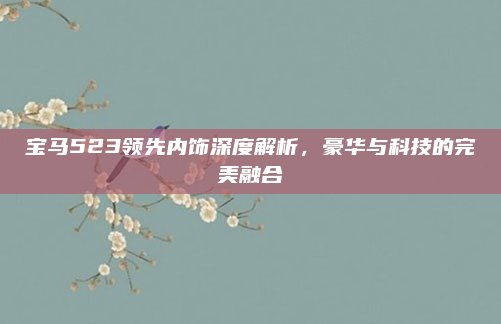宝马523领先内饰深度解析，豪华与科技的完美融合