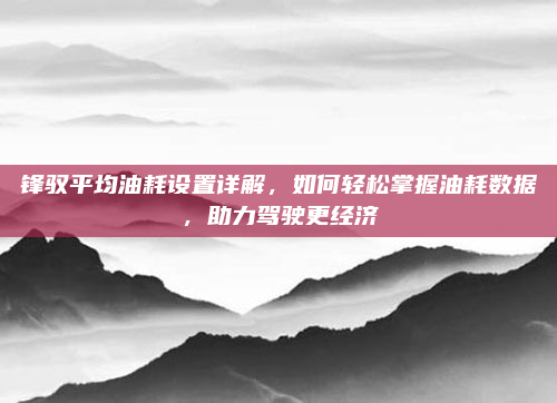 锋驭平均油耗设置详解,如何轻松掌握油耗数据,助力驾驶更经济