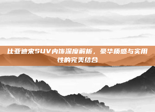 比亚迪宋SUV内饰深度解析，豪华质感与实用性的完美结合