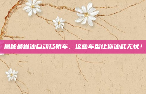 揭秘最省油自动挡轿车，这些车型让你油耗无忧！
