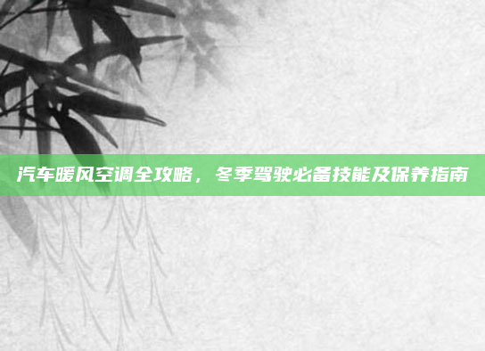 汽车暖风空调全攻略,冬季驾驶必备技能及保养指南