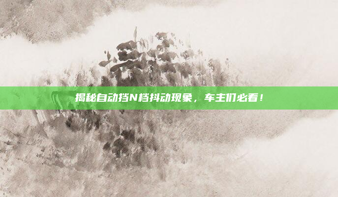 揭秘自动挡N档抖动现象,车主们必看!
