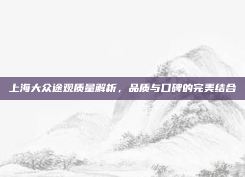 上海大众途观质量解析，品质与口碑的完美结合