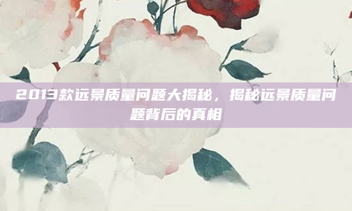 2013款远景质量问题大揭秘，揭秘远景质量问题背后的真相