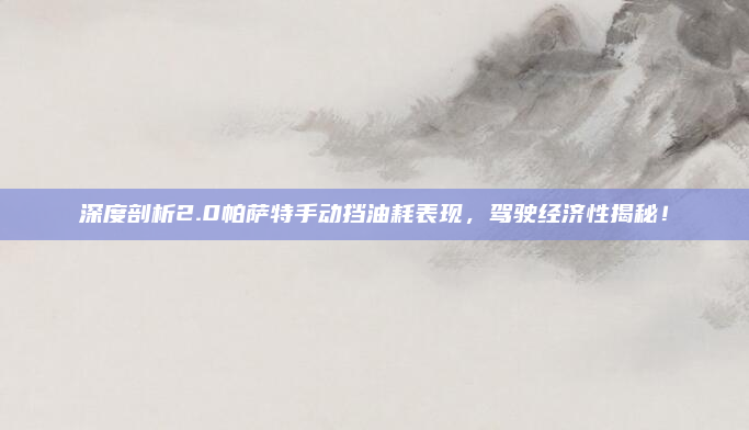 深度剖析2.0帕萨特手动挡油耗表现,驾驶经济性揭秘!