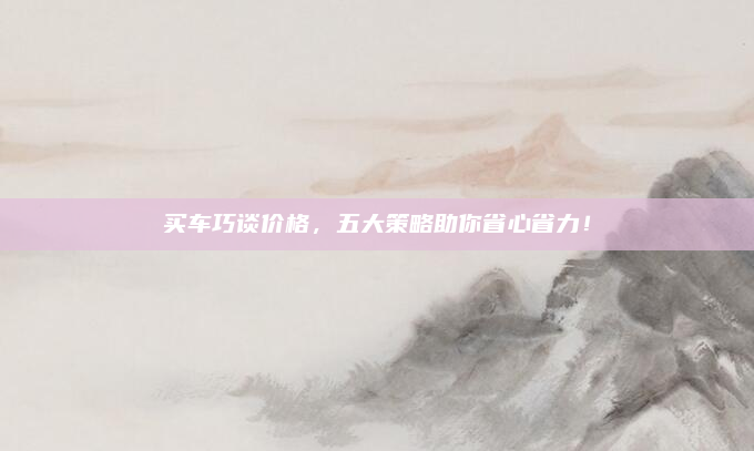 买车巧谈价格，五大策略助你省心省力！