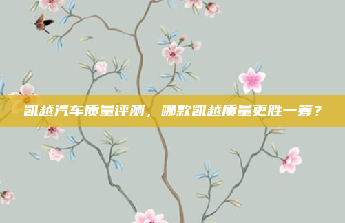 凯越汽车质量评测,哪款凯越质量更胜一筹?