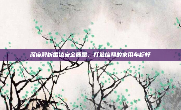 深度解析雷凌安全质量,打造信赖的家用车标杆