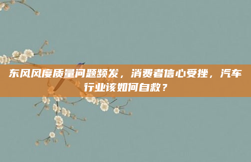 东风风度质量问题频发，消费者信心受挫，汽车行业该如何自救？