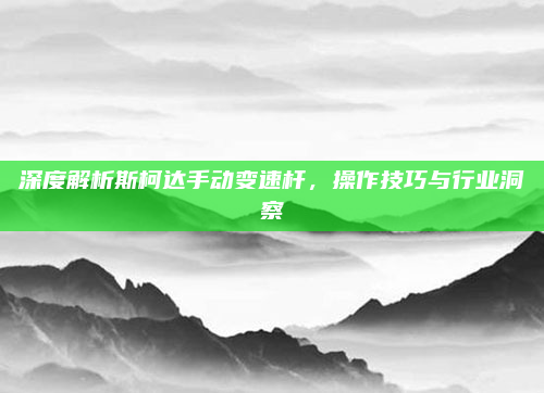 深度解析斯柯达手动变速杆，操作技巧与行业洞察