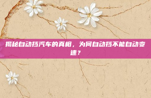 揭秘自动挡汽车的真相，为何自动挡不能自动变速？
