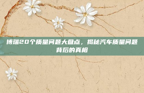 博瑞20个质量问题大盘点，揭秘汽车质量问题背后的真相