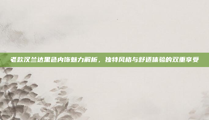 老款汉兰达黑色内饰魅力解析，独特风格与舒适体验的双重享受