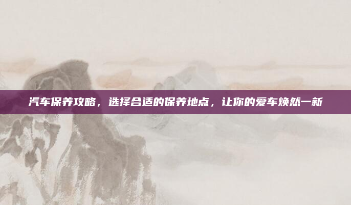 汽车保养攻略，选择合适的保养地点，让你的爱车焕然一新