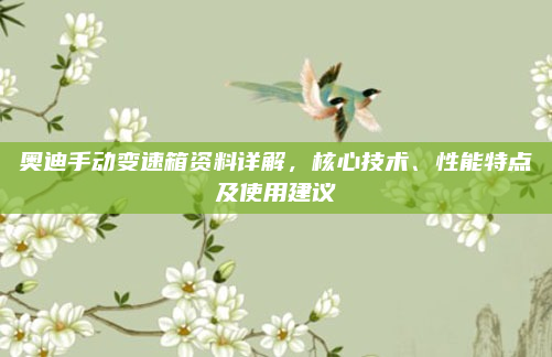 奥迪手动变速箱资料详解，核心技术、性能特点及使用建议