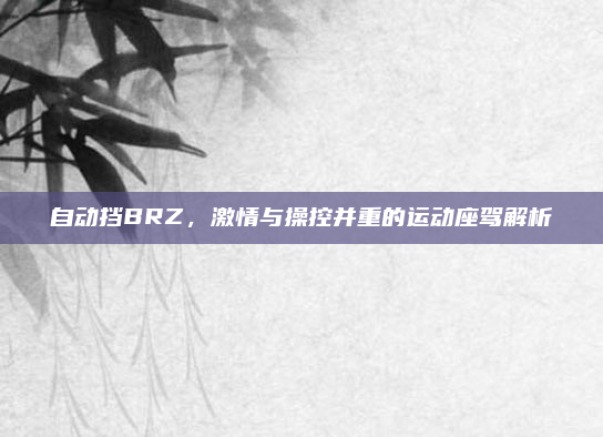 自动挡BRZ，激情与操控并重的运动座驾解析